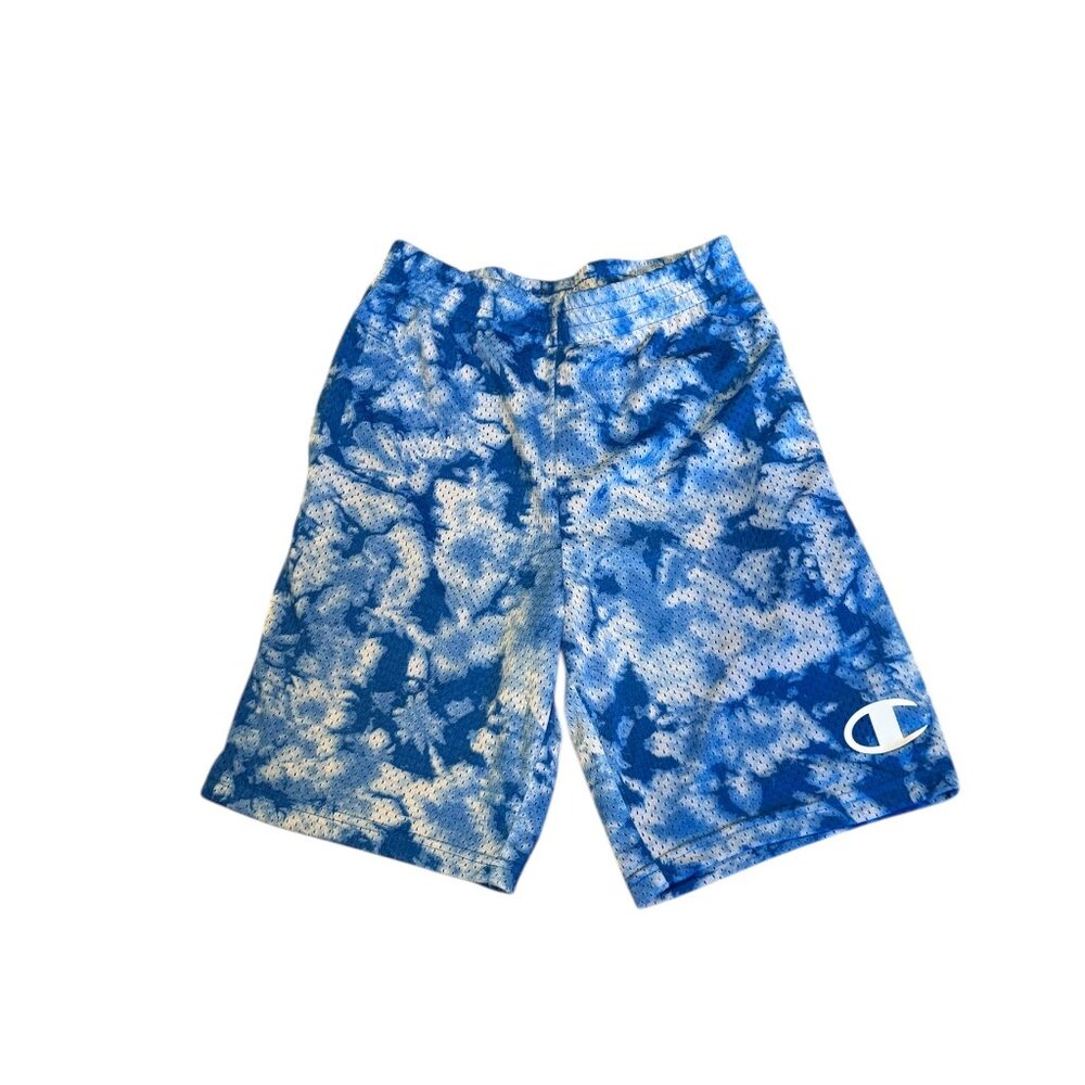 Champion Blue/White Tie Dye Mesh Athletic Boys Shorts Size YL